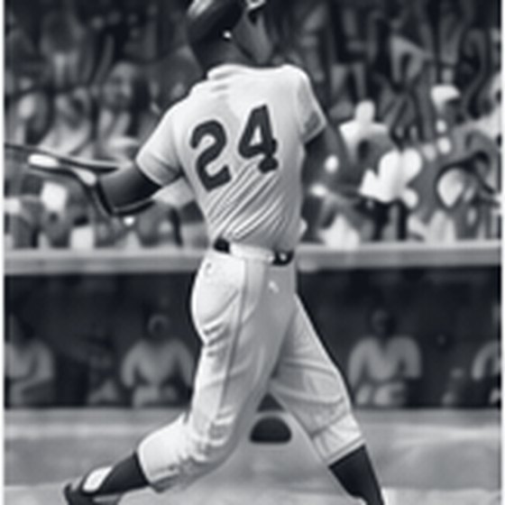 Archival black-and-white photograph of a baseball player at bat